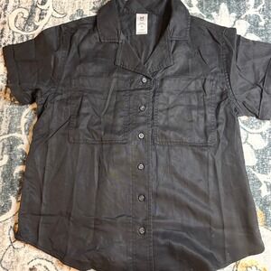 Members Mark Womens Black 100% Lyocell Tencel Camp Shirt Button Front NWT XSmall